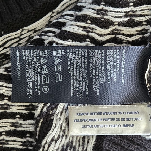 Tommy Hilfiger Men's Sweater Sz XL Zip Up Black White Graphic Print Wool Blend - Picture 12 of 16
